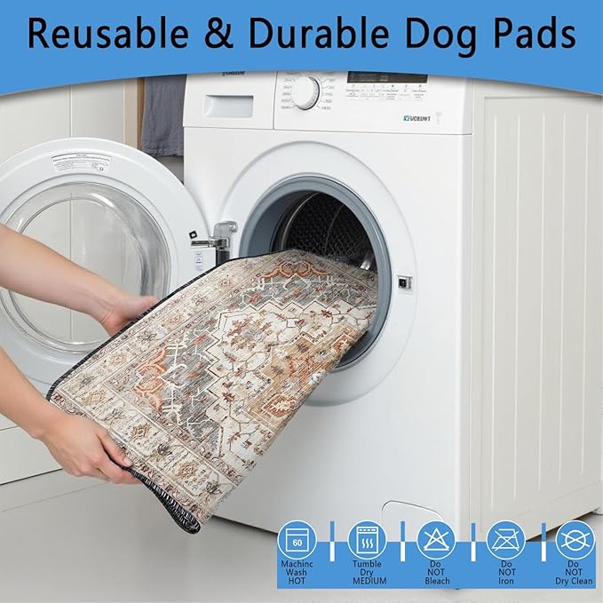 Washable Pee Pads for Dogs 2 Pack, Absorbent Reusable Puppy Pads Waterproof, Leakproof &amp; Non-Slip Whelping Pad, Potty Training Pads for Dogs Playpen Mat 24x36