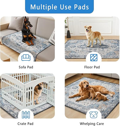 Washable Pee Pads for Dogs 2 Pack, Absorbent Reusable Puppy Pads Waterproof, Leakproof &amp; Non-Slip Whelping Pad, Potty Training Pads for Dogs Playpen Mat 48x48
