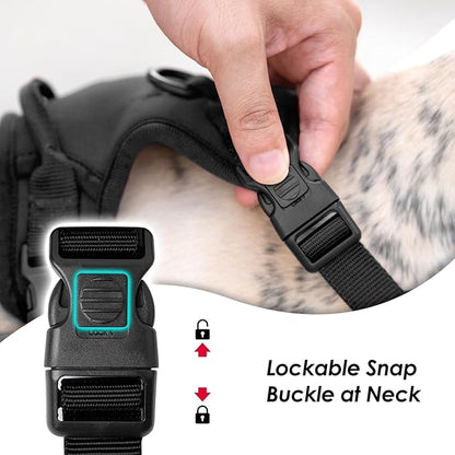 No Pull Dog Harness, Puppy Vest with Front Clip for Small Medium Large Sized Dog(Black,XL)
