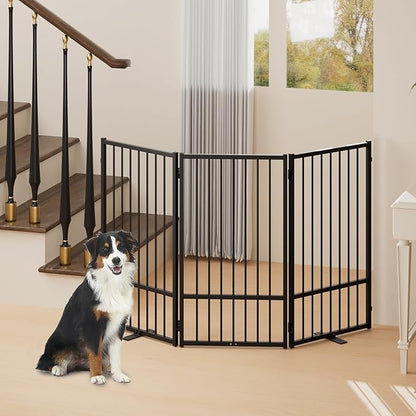 Full Metal Freestanding Dog Gate with Door, 36&