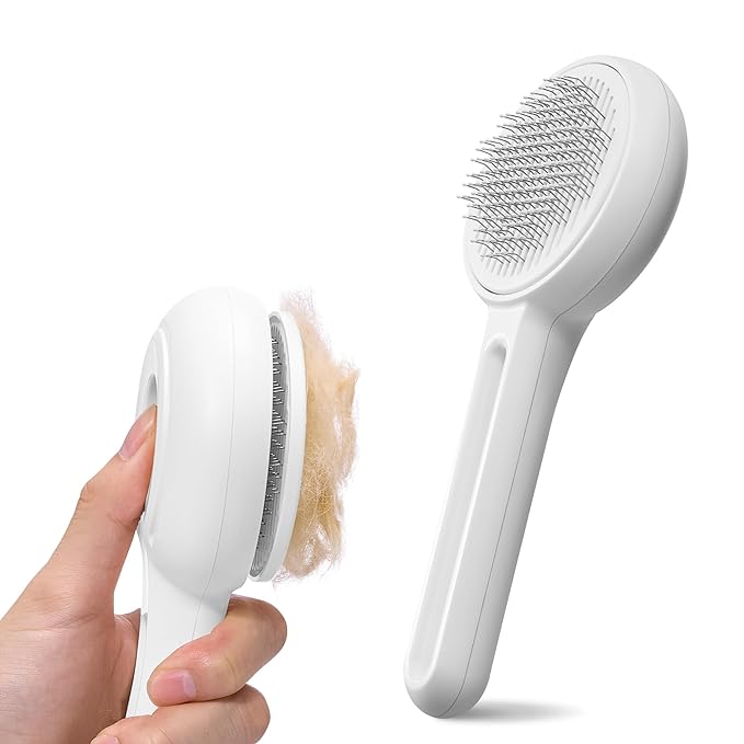 Self Cleaning Slicker Cat Brush - Skin Friendly Shedding Grooming Tool for Dogs &amp; Cats, Pet Supplies Accessories, Deshedding Comb for Short Long Haired Kittens, Massage Function to Removes Loose Fur