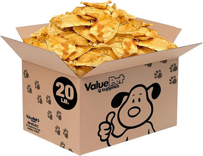 ValueBull USA Rawhide Chips, Chicken Infused, 20 Pound Bulk Pack - Natural &amp; Safe, USA Beef Hide, Long Lasting, Chemical Free, No Artificial Flavors