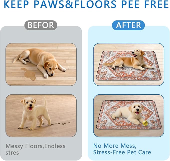 Washable Pee Pads for Dogs 2 Pack, Absorbent Reusable Puppy Pads Waterproof, Leakproof &amp; Non-Slip Whelping Pad, Potty Training Pads for Dogs Playpen Mat 24x36