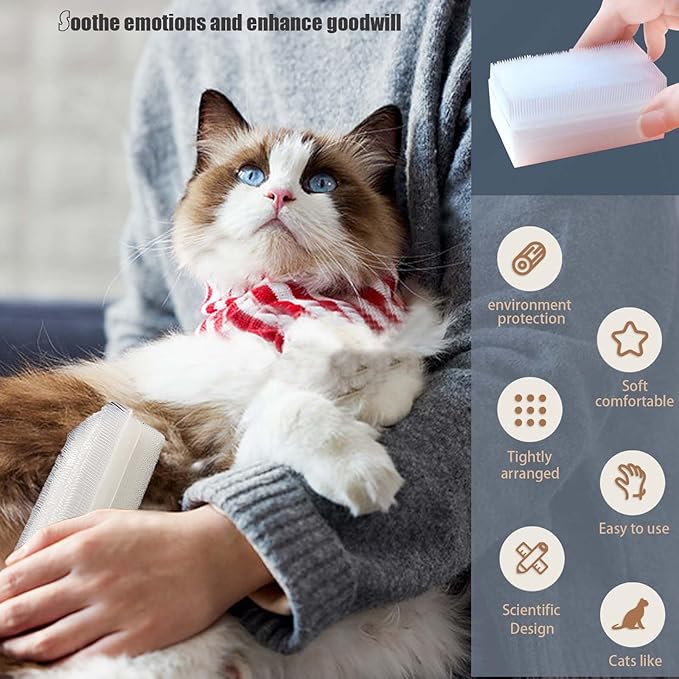 2PC Soft Cat Brush for Grooming - Gentle Cat Tongue Brush with 1300+ Barbed Serrations, Brushes for Sensitive Cats - Lightweight, gentle, Perfect for Daily Grooming &amp; Enhancing Bonding