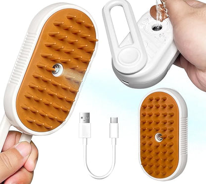 Cat/Dog Brush for Shedding - Steam Brush with Water, Hair Comb and Steamer for Pet Grooming (NEW WHITE)