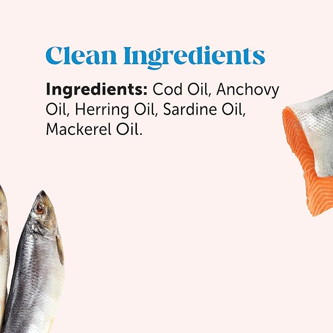 Omega 3 Fish Oil Supplement for Dogs &amp; Cats (32oz), Wild Caught Omega 3 Fish Oil for Skin and Coat Health, Supports Shedding, Skin &amp; Coat, Immunity, Joint, Brain &amp; Heart, EPA + DHA