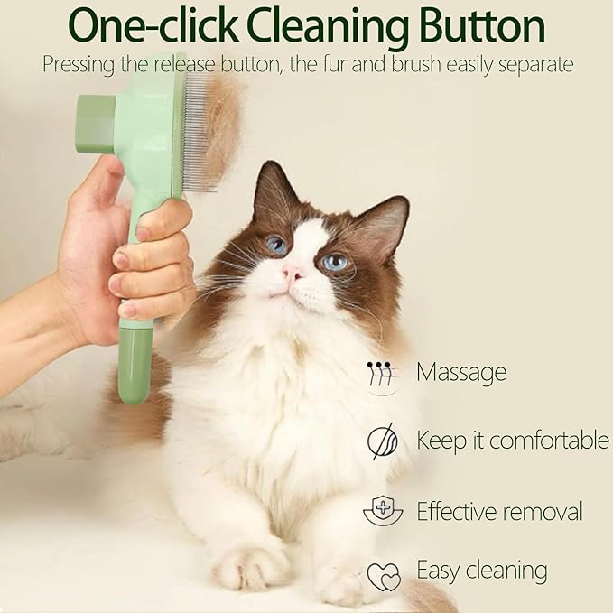 2Pcs Flea Comb for Cats Dogs,Long &amp; Short Stainless Steel Metal Teeth for Shedding and Tangles,Cat Combs for Indoor Cats