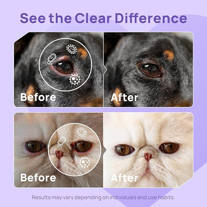 HICC PET Dog Eye Drops, Eye Drops for Dog Care &amp; Cat Care, Soothe Allergy, Relieve Dry Eyes Pink Eyes, Pet Tear Stain Cleaner (2 x 5.1 fl oz)