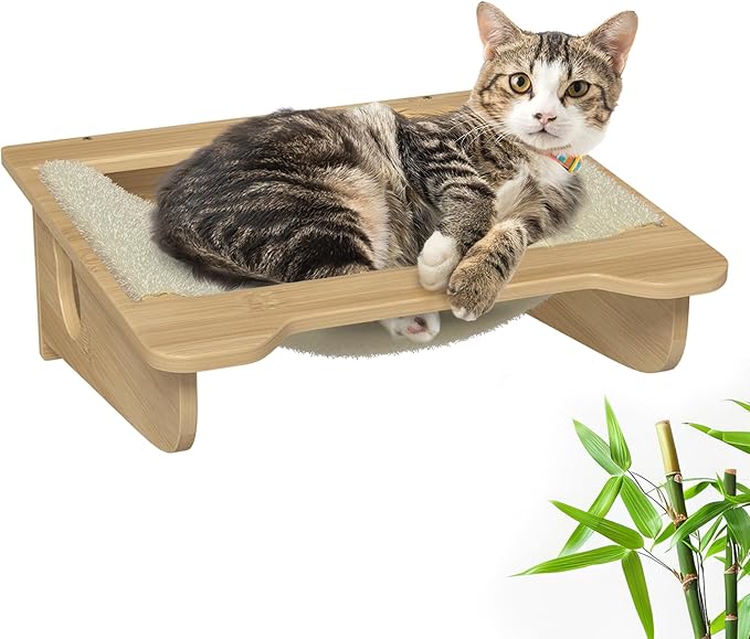 Cat Wall Furniture Set - Bamboo Shelves, Ladders, Cat House, Hammock &amp; More - Space-Saving, Easy Installation, Up to 60lbs