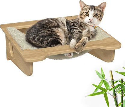 Cat Wall Furniture Set - Bamboo Shelves, Ladders, Cat House, Hammock &amp; More - Space-Saving, Easy Installation, Up to 60lbs