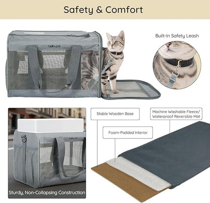 BELLA &amp; PAL Cat Carrier Travel Bag, Airline Approved Lightweight Cat Carrier, Soft Sided Pet Carrier for Puppy Dogs Up to 18lbs, Collapsible Kitten Bag with Removable Waterproof Mat, Ventilated Mesh