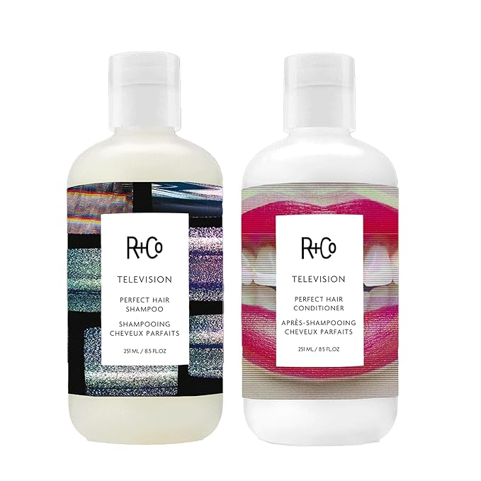 R+Co Television Perfect Hair Shampoo &amp; Conditioner Set + Sample (0.5oz) | Lightweight + Smoothing + Volume | Vegan + Cruelty-Free | 8.5oz (pack of 2)