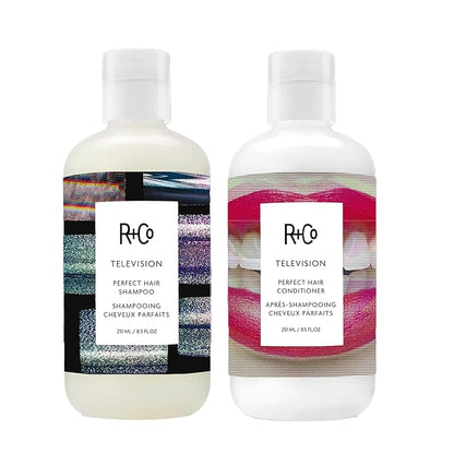 R+Co Television Perfect Hair Shampoo &amp; Conditioner Set + Sample (0.5oz) | Lightweight + Smoothing + Volume | Vegan + Cruelty-Free | 8.5oz (pack of 2)