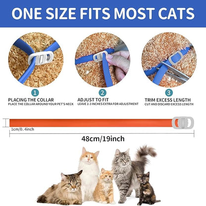 4 Pack Flea and Tick Collar for Cats, 32 Months Flea and Tick Treatment, Flea and Tick Prevention, Waterproof, Adjustable Flea and Tick Collar for Kittens, Blue &amp; Orange