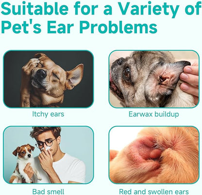 Ear Cleaner Finger Wipes for Dog &amp; Cat [Finger Casing Design][Pet Ear Wipes with Tweezers] for Controlling Ear Infections and Ear Odor Reduce ear wax buildup Natural Ingredients Dog Ear Wipes