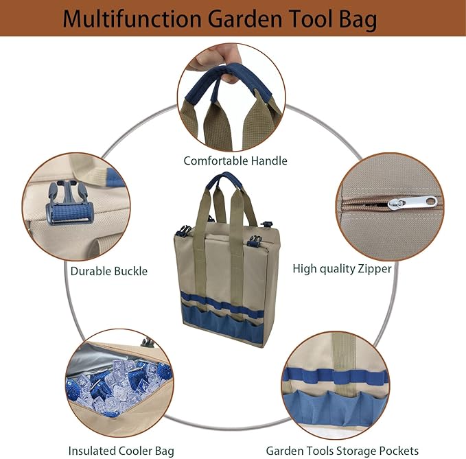 Garden Folding Gardener Stool with Gardening Tools Insulation Garden Bags Plus 5 Garden Tools and Gardening Kneeler Ideal Gift for Mother&
