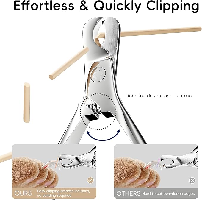 Dog Nail Clippers &amp; Cat Nail Trimmers - Sharp Stainless Steel Professional Pet Nail Clippers for All Dogs, Thick Nails &amp; Indoor Cats - Ergonomic Non-Slip Handle for Safe, Comfortable Grooming