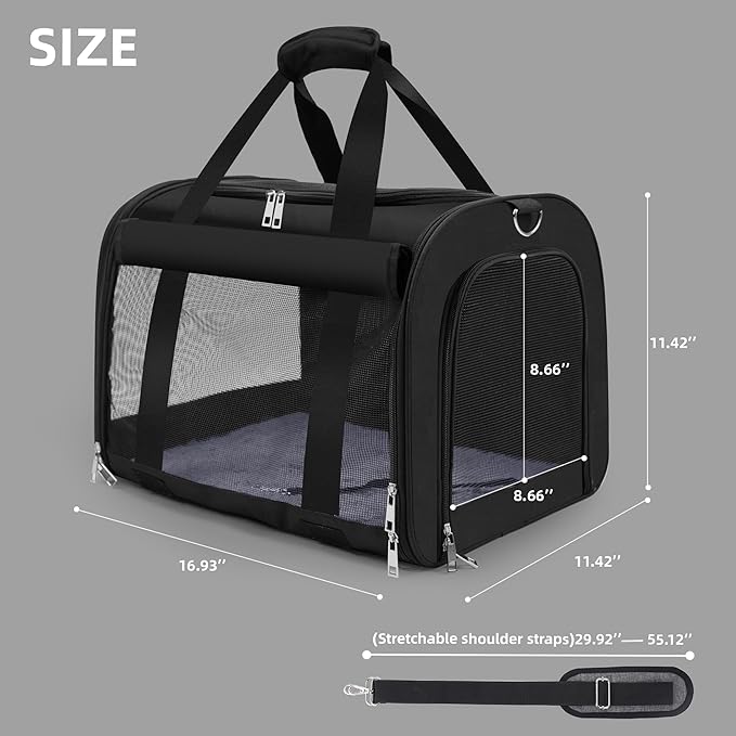 TWDEPART Cat Carrier Backpack - Multifunctional, Firm &amp; Foldable with Roll-Up Shade, Breathable Design Includes Collapsible Bowl &amp; Cushion (Black)
