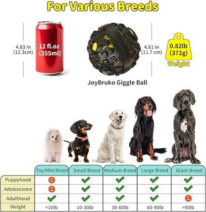 Dog Ball for Aggressive Chewers - Interactive Dog Toy Balls Fun Squeaky Sound to Keep Them Busy, Durable for Small Medium Large Breeds, Rubber Pet Chew Toys, As Seen on TV, Black &amp; Yellow