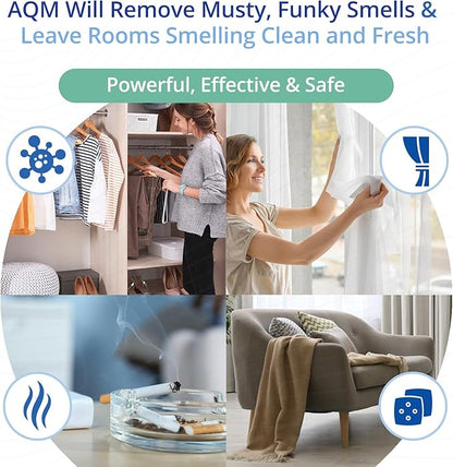 AQM by OdorXit, Air Quality Manager Chlorine Dioxide Odor Removal Packet, Dog Odor Eliminators for Hom, Wet Dog Smell &amp; Car Deodorizer, Cigarette &amp; Strong Smell Neutralizer, 25g