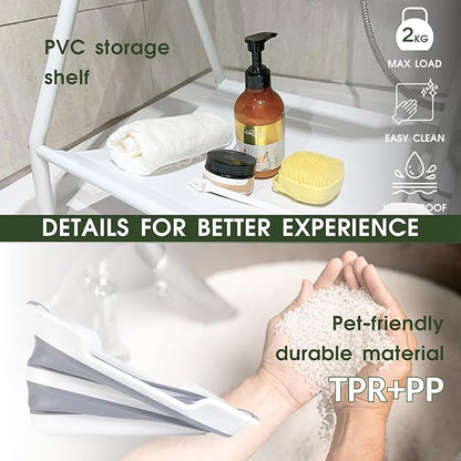CYGNE 2-in-1 Dog Bathtub &amp; Washing Station, Elevated Collapsible Bathtub with Drainhole &amp; Storage Rack, Foldable Portable Indoor/Outdoor Pet Bathing &amp; Grooming for Small Dogs Cats