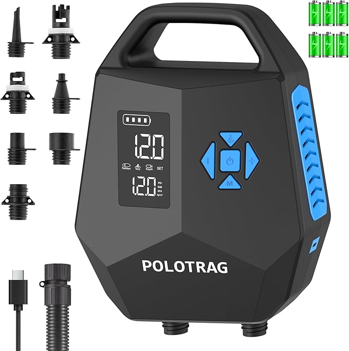Paddle Board Pump, Rechargeable SUP Pump Electric, 20PSI Portable Paddleboard Pump with Inflation &amp; Deflation, Auto-Off for Inflatables, Kayak, Towable Tube and Air Mattress