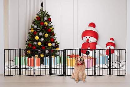 Full Metal Freestanding Dog Gate with Door, 32&
