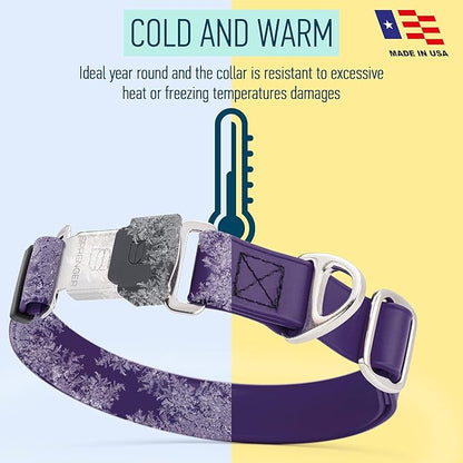 Dogline Biothane Waterproof Dog Collar with Herm Sprenger Stainless Steel Quick Release Buckle – Heavy Duty Tactical Durable Collar for Dogs – Comfortable and Safe Pet Collar, W 1" L 15-25", Purple