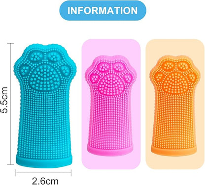 Hera Harmony Finger Toothbrush for Small Dogs, Cats &amp; Puppies, Soft Silicone, 3 Pack