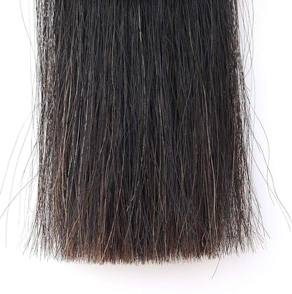 Horse Tail Extensions with Braided Horsehair Loop, Blunt Cut Bottom, 34-36 inches Long and 1 lb Weight (Natural Black)