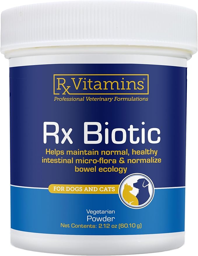 Rx Vitamins Rx Biotic - Probiotic Powder for Dogs and Cats - Cat Digestive Support &amp; Probiotic for Dogs Gut Health - Dog Probiotics for Digestive Health - 2.12oz