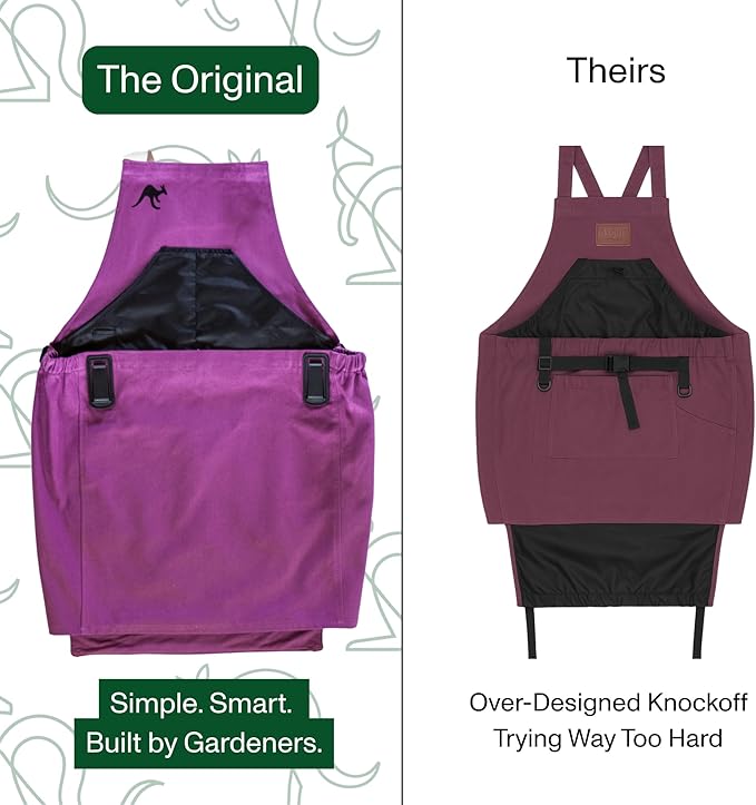 Roo Gardening Apron with Pockets &amp; Harvesting, Picking Pouch - Adjustable, Water-resistant, Washable Canvas Cotton