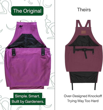 Roo Gardening Apron with Pockets &amp; Harvesting, Picking Pouch - Adjustable, Water-resistant, Washable Canvas Cotton