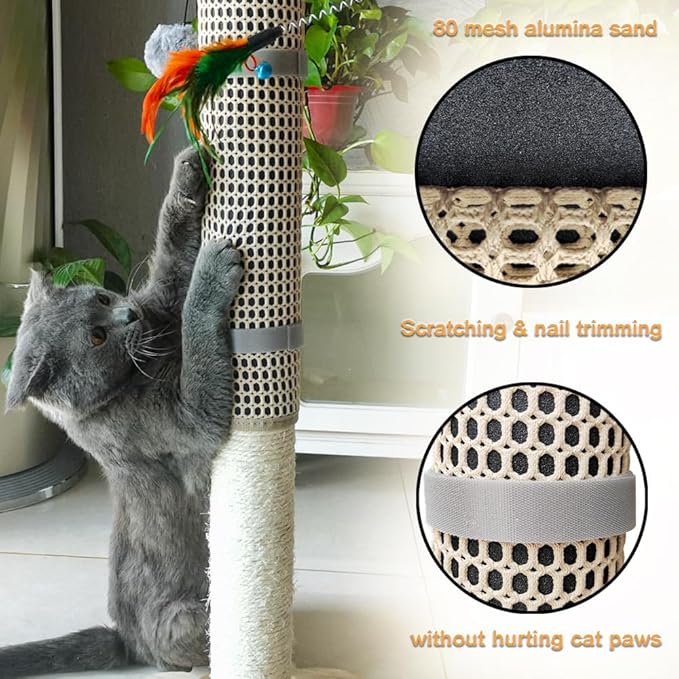Cat Nail File Scratcher, Cat Scratch Pad Wrapped Around a Cat Scratching Post, Nail File for Cats with 80 Aluminum Oxide Grit, Cat Nail File Can Help to Trim Your Cat&