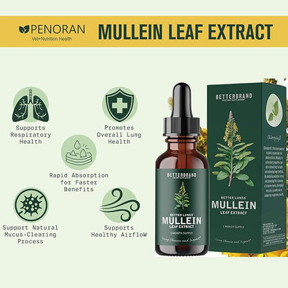 Pet Mullein Leaf Extract Drops for Dogs &amp; Cats Hoarseness, Cough, Easy Breathing, Lung Cleanse and Support, Better Lungs, Soothes Throat Discomfort - ﻿100% Natural and Efficient ﻿ ﻿