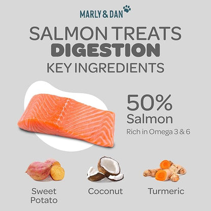 Marly &amp; Dan Salmon Treats for Cats with Sweet Potato &amp; Tumeric, Tummy &amp; Digestion Recipe, 3-oz Bag