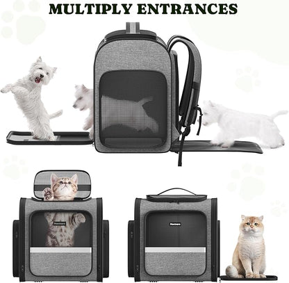Pawtners Dog Backpack Carrier Large Pet Carrier Backpack for Kitten Small Dogs Puppies &amp; Large Cats Up to 18 Lbs, Breathable Dog Backpack with Anti-Scratch Mesh, Ventilated Design, Perfect for Travel