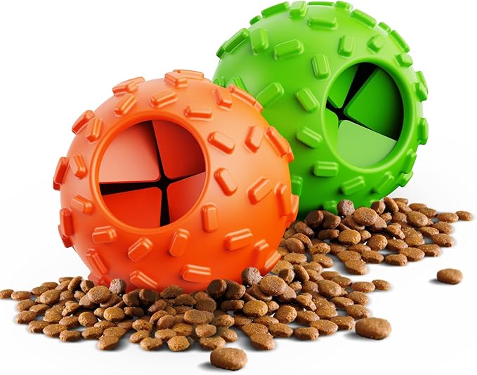 Dog Puzzle Toy 2 Pack – Cognitive Dog Treat Toy,Interactive Dog Toys for Treat Dispensing, Slow Feeder for Mental Stimulation &amp; Anxiety Relief, Puppy Training Toy, Natural Rubber