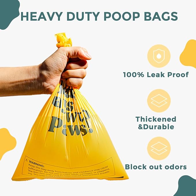 Dog Poop Bags Rolls Biodegradable 100% Leak Proof Thickened Waste Bags - 600 Count 40 Rolls - Cornstarch Based Doggie Poop Bag for Small and Big Dogs（Lavender）