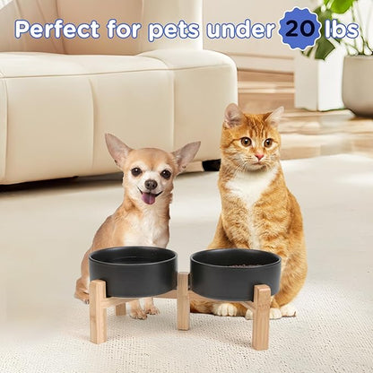 SPUNKYJUNKY Elevated Dog Bowls Ceramic, 5.1&