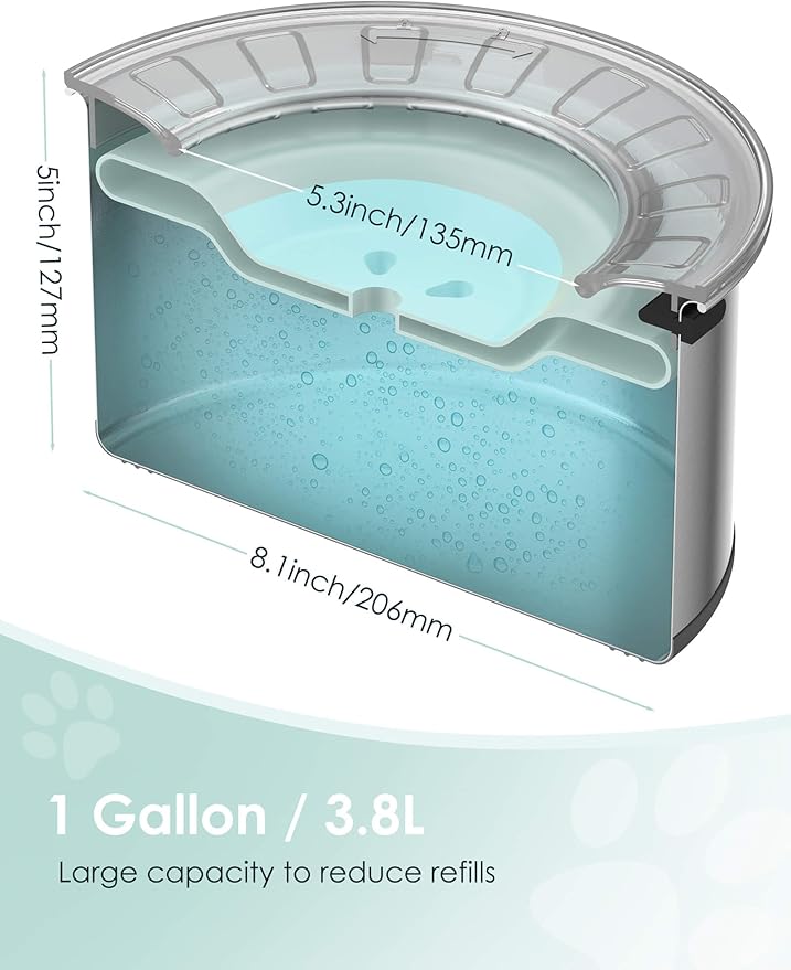 1Gallon Large Dog Water Bowl No Spill, [Anti Digging Lid &amp; Rubber Bottom] Spill Proof Dog Bowl, Anti Splash Mess Dripless Slow Drinking Stainless Steel Water for Sloppy Messy Drinkers Car