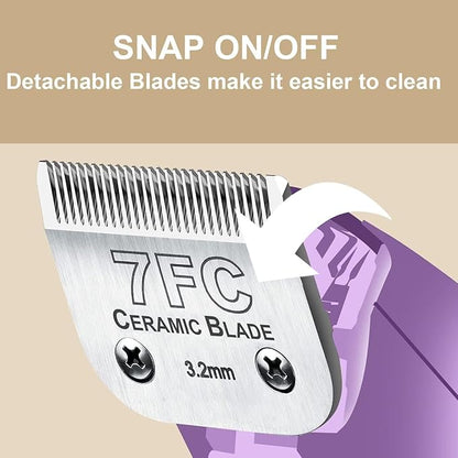3pcs 7FC Blades Dog Grooming Replacement Blades Compatible with Andis Dog Clipper,Ceramic Blade &amp; Stainless Steel Blade
