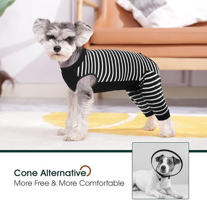 Kuoser Dog Recovery Suit for Back Legs,Soft Dog Surgery Suit with Sleeves to Stop Licking,Dogs Recovery Sleeve Elbow Protector Pet Surgical Onesie for Abdominal Wounds Dogs Cone Alternative,Black M