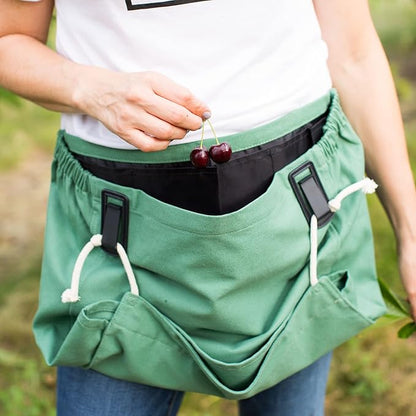 Roo Gardening Apron with Pockets &amp; Harvesting, Picking Pouch - Adjustable, Water-resistant, Washable Canvas Cotton