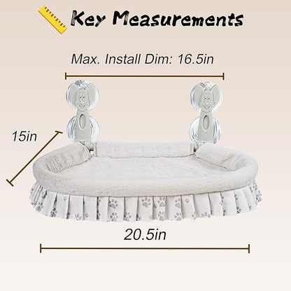 Cat Window Perch for Large Cats - No Tools Needed with 4 Super Suction Cups, Soft Chew-Resistant Fleece &amp; Easy Clean Design