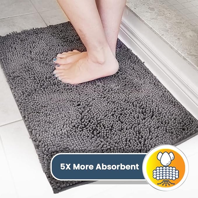 Muddy Mat® Shown on TV – Super Absorbent Microfiber Dog Door Mat for Muddy Paws, Non-Slip Washable Pet Rug, Quick Dry Chenille Entryway Carpet, Machine Washable Indoor Outdoor mat, Grey 30"x19"