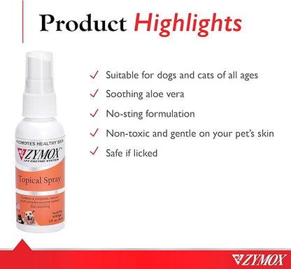 Zymox Pet Spray without Hydrocortisone, 2-Ounce