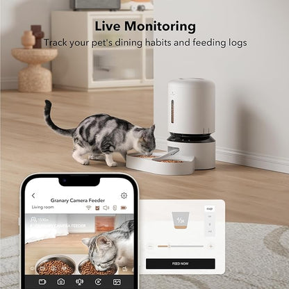 PETLIBRO Automatic Cat Feeder with Camera for Two Cats, 1080P HD Video with Night Vision, 5G WiFi Pet Feeder with Phone APP Control, 2-Way Audio for Cat &amp; Dog, Low Food &amp; Motion &amp; Sound Alerts