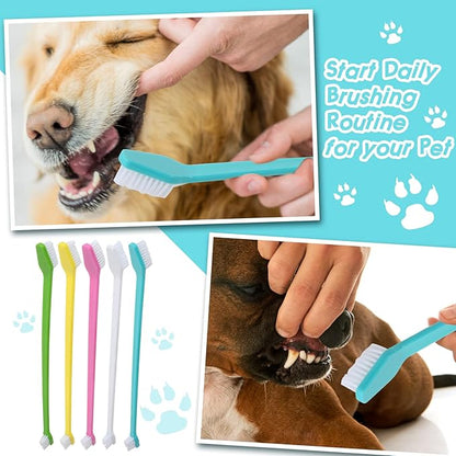 50 Pack Dual Ended Long Dog &amp; Cat Toothbrush, Pet Safe Super Soft Bristles for Pet Dog Puppy Kitten Dental &amp; Oral Care Teeth &amp; Gums, Pet toothbrushes in Box, Bulk Individual polybag (Colorful)