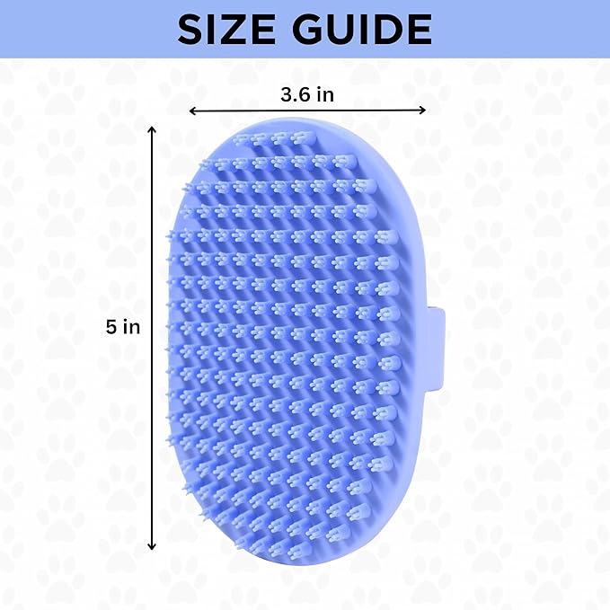 Dog Grooming Bath Brush, Pet Rubber Brush For Shower Scrubbing &amp; Soothing Massage, Ideal for Long &amp; Short Haired Dogs and Cats, Essential Puppy Grooming Accessories, Short Pins [We Love Doodles]
